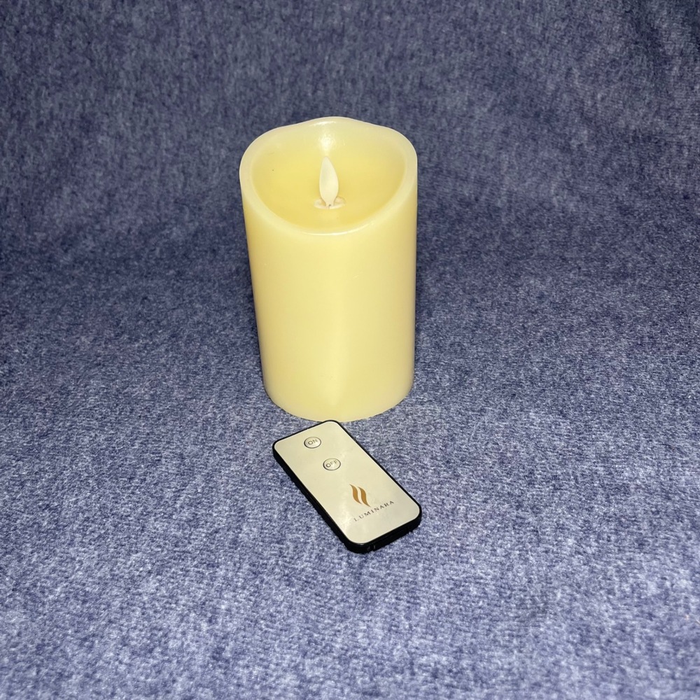 Luminara Flameless LED Pillar Candle Ivory Wax 6 Inch with Remote Control